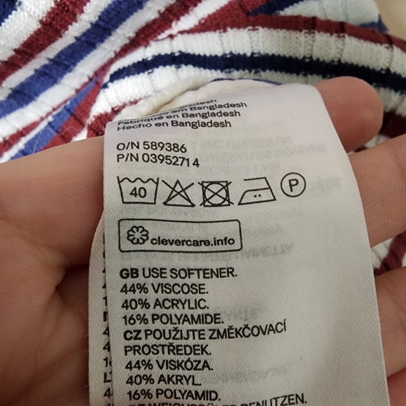 H&M Divided Retro style Striped top with short sleeves, blue, red, white - Picture 4 of 6